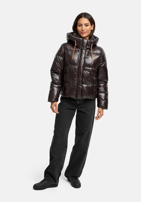 Marikoo Damen Winter Steppjacke Skyraa mit Kapuze & glänzendem Design - Image 6