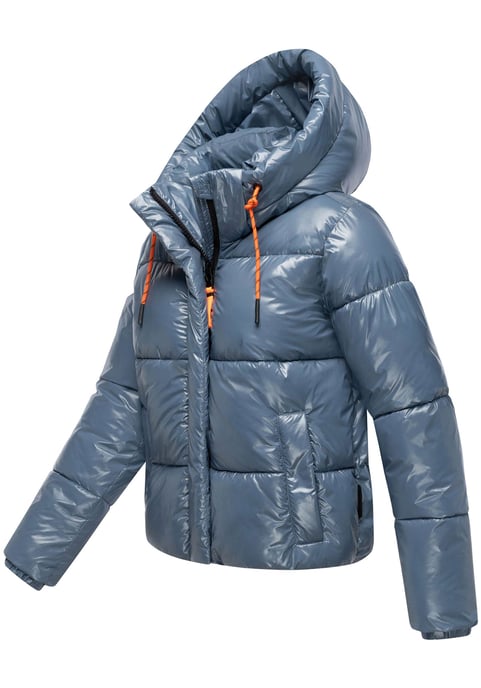 Marikoo Damen Winter Steppjacke Skyraa mit Kapuze & glänzendem Design - Image 3