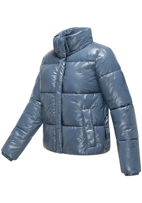 Marikoo Damen Winter Steppjacke Skyraa mit Kapuze & glänzendem Design - Image 4