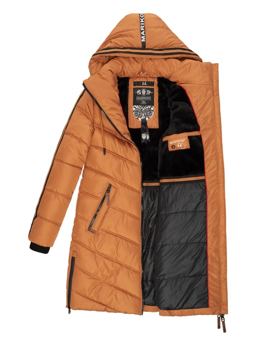 Marikoo Damen Winter Steppjacke – Armasa, lang mit Kapuze & Teddyfell - Image 6
