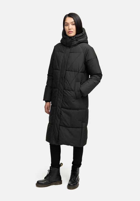 Marikoo Damen Steppmantel Yaskaa mit Kapuze & warmem Fleecefutter - Image 6