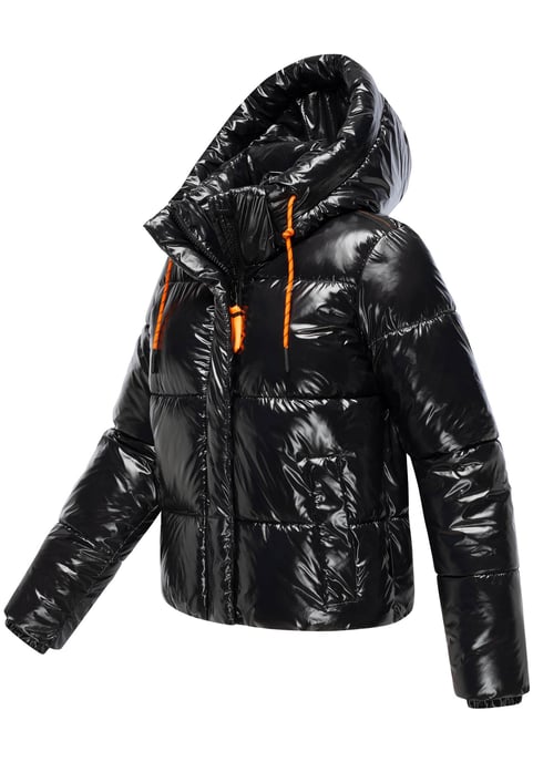 Marikoo Damen Winter Steppjacke Skyraa mit Kapuze & glänzendem Design - Image 3