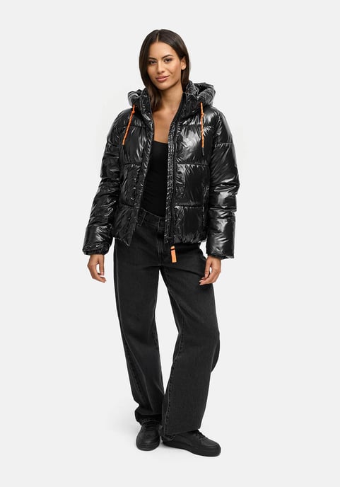 Marikoo Damen Winter Steppjacke Skyraa mit Kapuze & glänzendem Design - Image 5