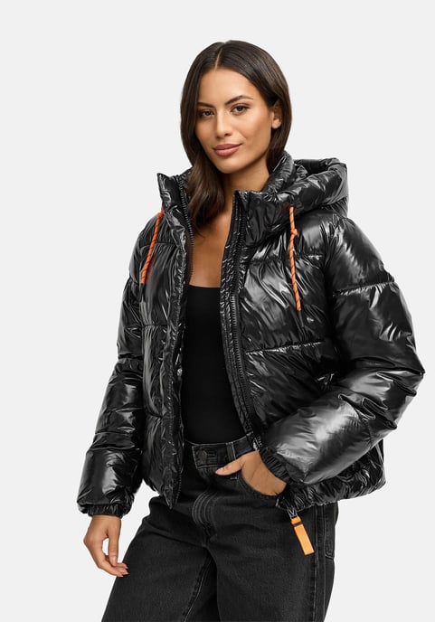 Marikoo Damen Winter Steppjacke Skyraa mit Kapuze & glänzendem Design - Image 6