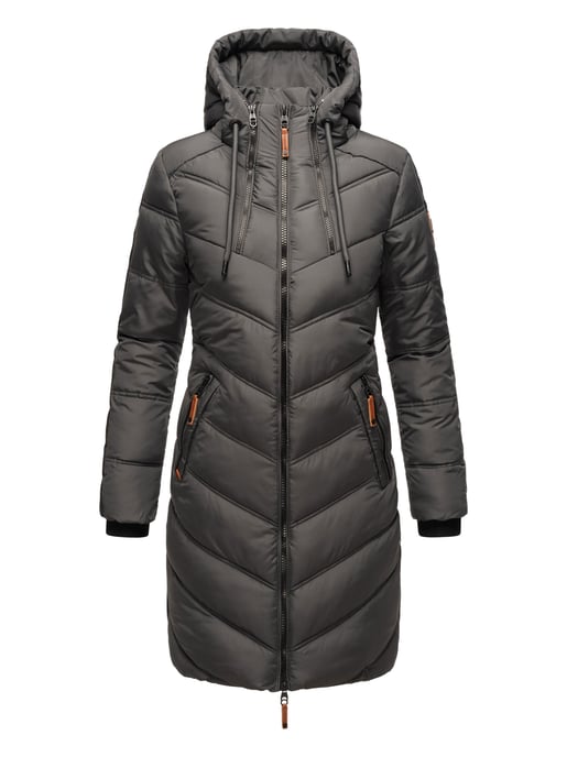 Marikoo Damen Winter Steppjacke – Armasa, lang mit Kapuze & Teddyfell - Image 2