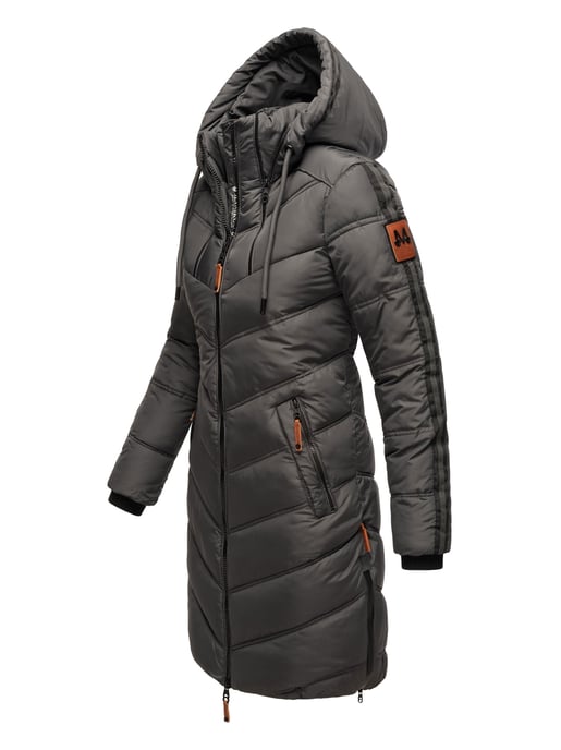 Marikoo Damen Winter Steppjacke – Armasa, lang mit Kapuze & Teddyfell - Image 3