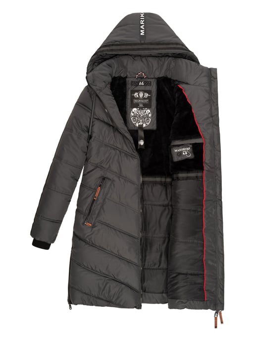 Marikoo Damen Winter Steppjacke – Armasa, lang mit Kapuze & Teddyfell - Image 6