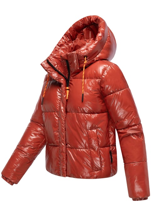Marikoo Damen Winter Steppjacke Skyraa mit Kapuze & glänzendem Design - Image 3