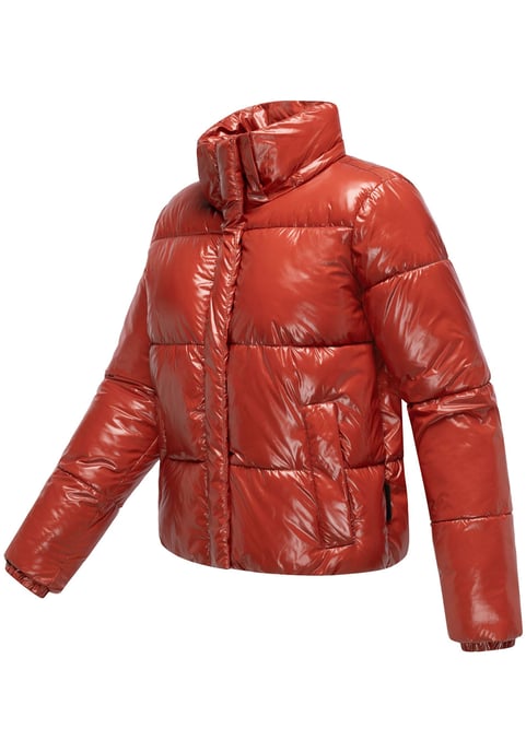 Marikoo Damen Winter Steppjacke Skyraa mit Kapuze & glänzendem Design - Image 4