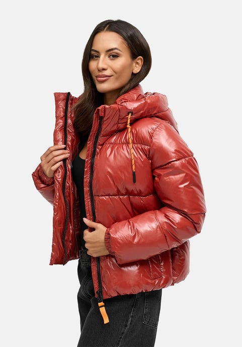 Marikoo Damen Winter Steppjacke Skyraa mit Kapuze & glänzendem Design - Image 5