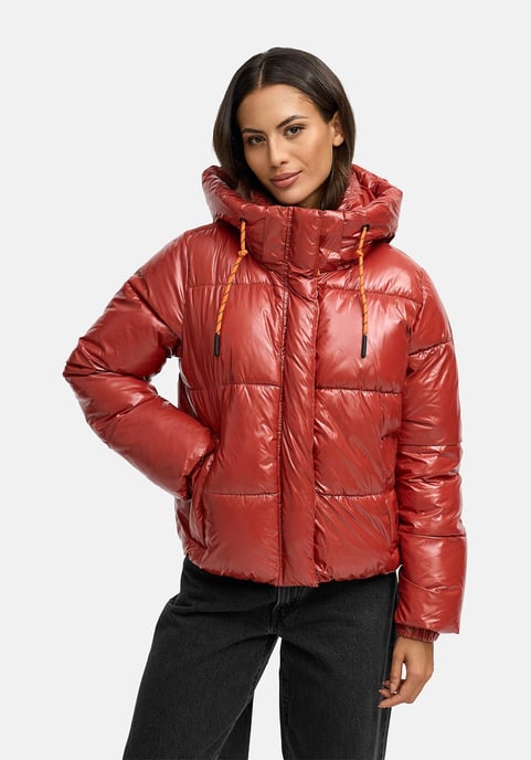 Marikoo Damen Winter Steppjacke Skyraa mit Kapuze & glänzendem Design - Image 6