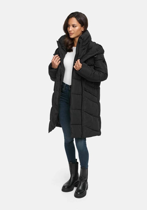 Marikoo Damen Steppmantel Virenaa mit Layer-Look & warmem Fleecefutter - Image 5