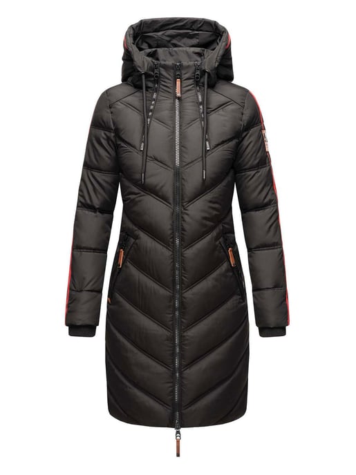 Marikoo Damen Winter Steppjacke – Armasa, lang mit Kapuze & Teddyfell - Image 2