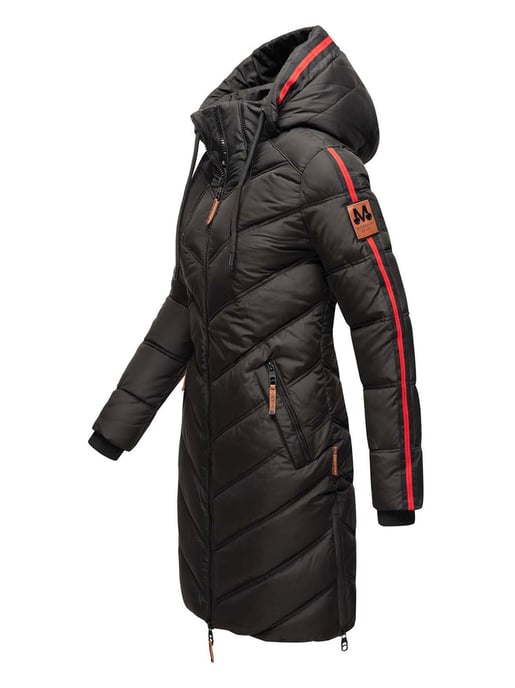Marikoo Damen Winter Steppjacke – Armasa, lang mit Kapuze & Teddyfell - Image 3