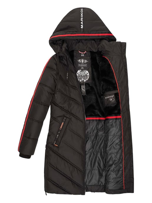 Marikoo Damen Winter Steppjacke – Armasa, lang mit Kapuze & Teddyfell - Image 4