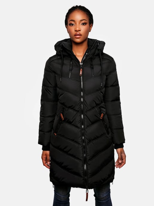 Marikoo Damen Winter Steppjacke – Armasa, lang mit Kapuze & Teddyfell - Image 6