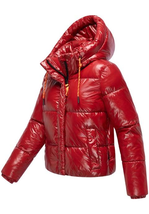 Marikoo Damen Winter Steppjacke Skyraa mit Kapuze & glänzendem Design - Image 3