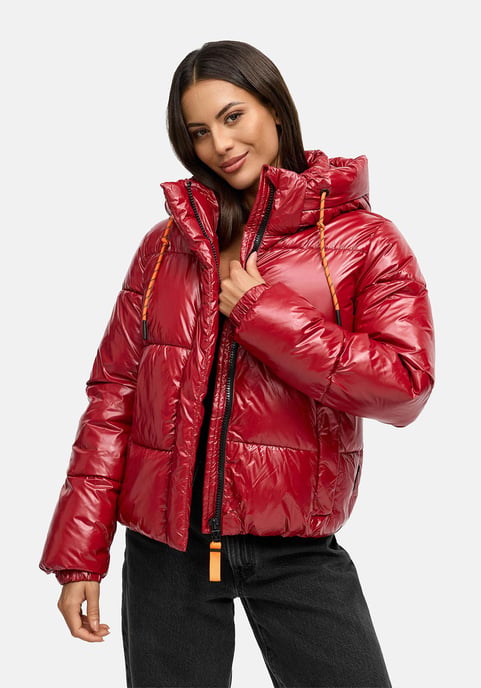 Marikoo Damen Winter Steppjacke Skyraa mit Kapuze & glänzendem Design - Image 5