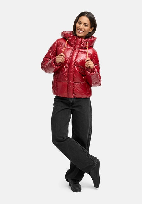 Marikoo Damen Winter Steppjacke Skyraa mit Kapuze & glänzendem Design - Image 6