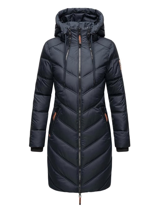 Marikoo Damen Winter Steppjacke – Armasa, lang mit Kapuze & Teddyfell - Image 2