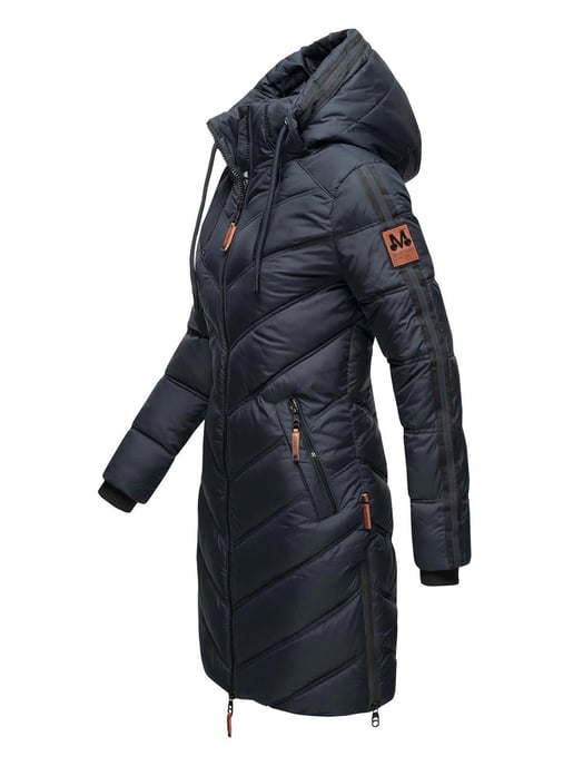 Marikoo Damen Winter Steppjacke – Armasa, lang mit Kapuze & Teddyfell - Image 3