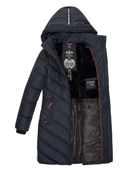 Marikoo Damen Winter Steppjacke – Armasa, lang mit Kapuze & Teddyfell - Image 4