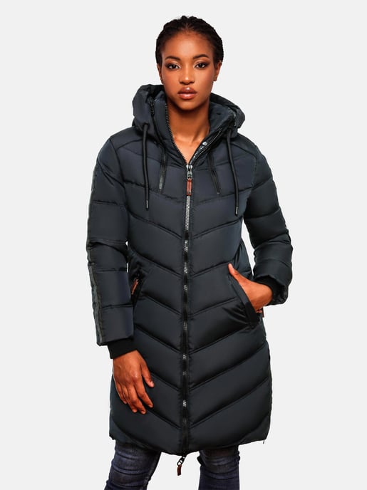 Marikoo Damen Winter Steppjacke – Armasa, lang mit Kapuze & Teddyfell - Image 6