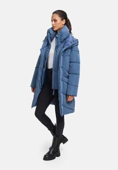 Marikoo Damen Steppmantel Virenaa mit Layer-Look & warmem Fleecefutter - Image 5