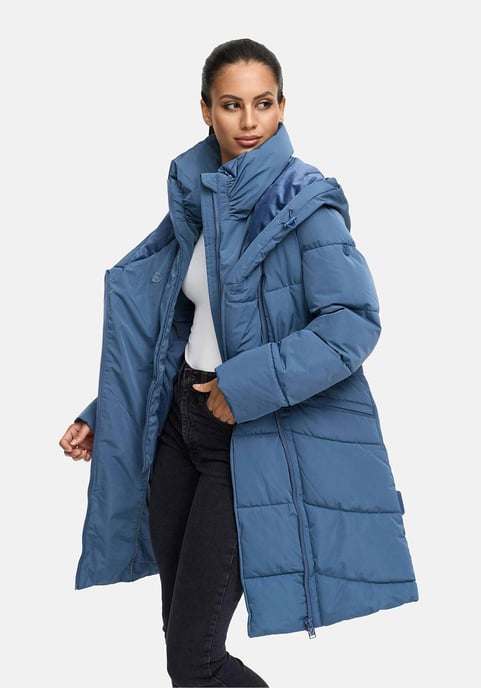 Marikoo Damen Steppmantel Virenaa mit Layer-Look & warmem Fleecefutter - Image 6