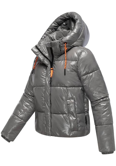 Marikoo Damen Winter Steppjacke Skyraa mit Kapuze & glänzendem Design - Image 3