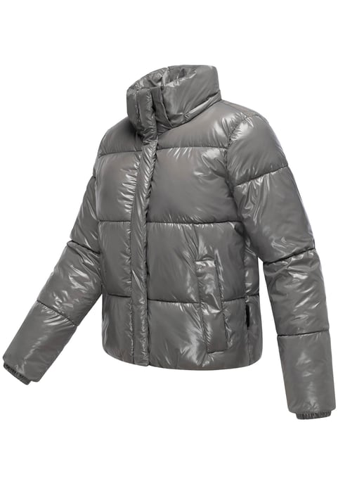 Marikoo Damen Winter Steppjacke Skyraa mit Kapuze & glänzendem Design - Image 4