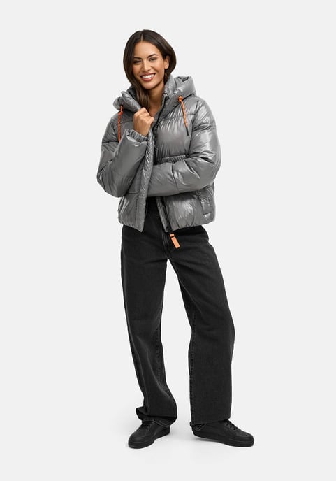Marikoo Damen Winter Steppjacke Skyraa mit Kapuze & glänzendem Design - Image 5