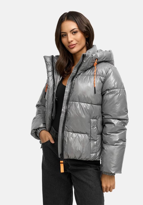 Marikoo Damen Winter Steppjacke Skyraa mit Kapuze & glänzendem Design - Image 6