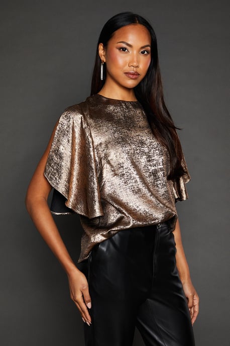 Sleeve Detail Metallic Top - Image 1