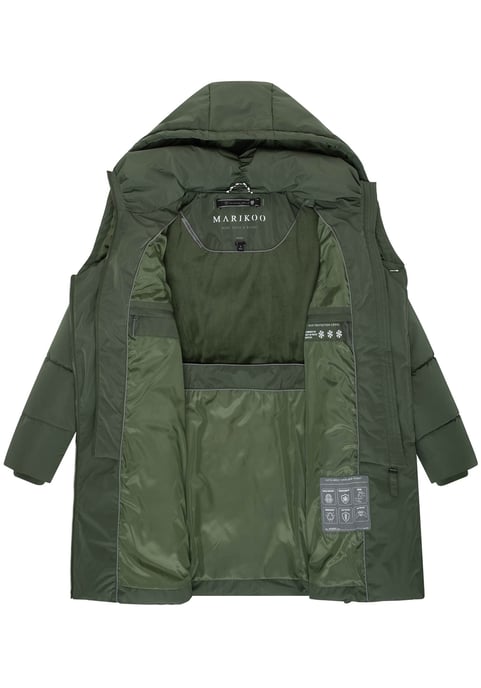 Marikoo Damen Steppmantel Virenaa mit Layer-Look & warmem Fleecefutter - Image 4