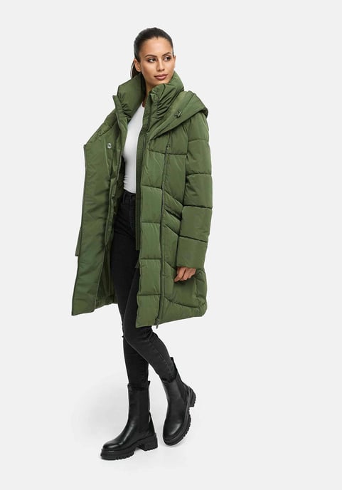 Marikoo Damen Steppmantel Virenaa mit Layer-Look & warmem Fleecefutter - Image 5