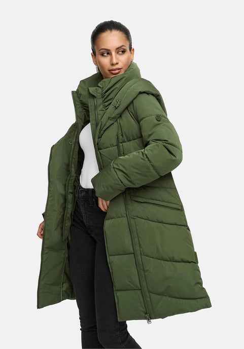 Marikoo Damen Steppmantel Virenaa mit Layer-Look & warmem Fleecefutter - Image 6