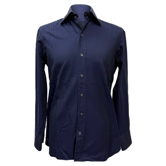 Tom Ford Langarmhemd aus marineblauer Baumwolle - Image 1