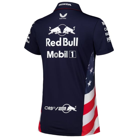 Castore Red Bull Racing Amerika Rennen Damen Polo-Shirt in Marineblau - Image 2