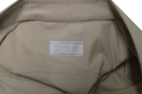 Prada – Langärmliges Hemd mit Knopfleiste aus hautfarbener Baumwolle - Image 4