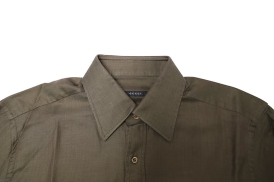 Gucci Fischgräten-Button-Down-Hemd aus dunkelbrauner Baumwolle - Image 3