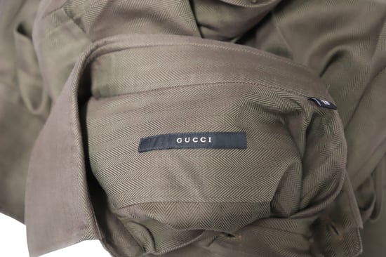 Gucci Fischgräten-Button-Down-Hemd aus dunkelbrauner Baumwolle - Image 4
