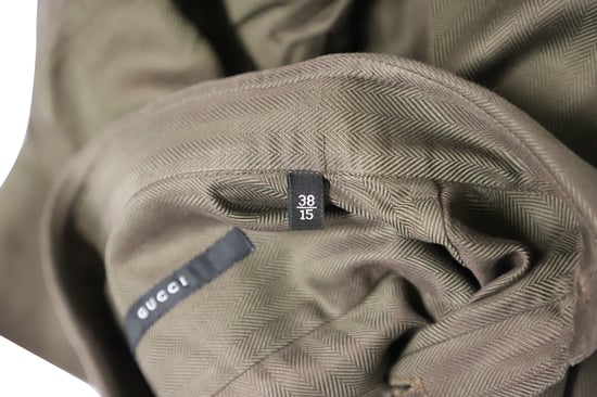 Gucci Fischgräten-Button-Down-Hemd aus dunkelbrauner Baumwolle - Image 5