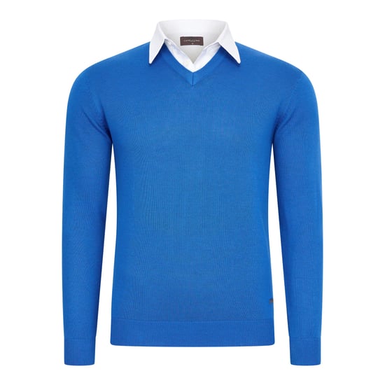 Cappuccino Italia Mock-Pullover für Herren. Der Pullover besteht aus 50% Baumwolle und 50% Polyester und hat eine normale Passform. Der Pullover hat einen Hemdkragen, der an den Pullover angenäht ist. Marke: Cappuccino ItaliaModellname: Mock Pullover (mi - Image 1