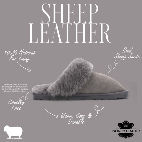 Damen-Winterpantoffeln aus echtem Schaffell, grau, Wildleder – Luna - Image 2