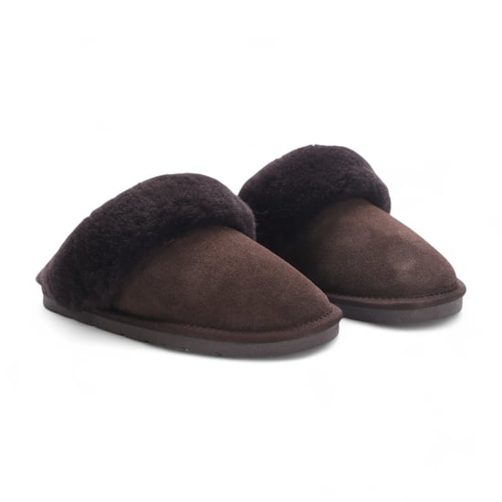 Damen-Winterpantoffeln aus echtem Schaffell, braunes Wildleder – Luna - Image 3