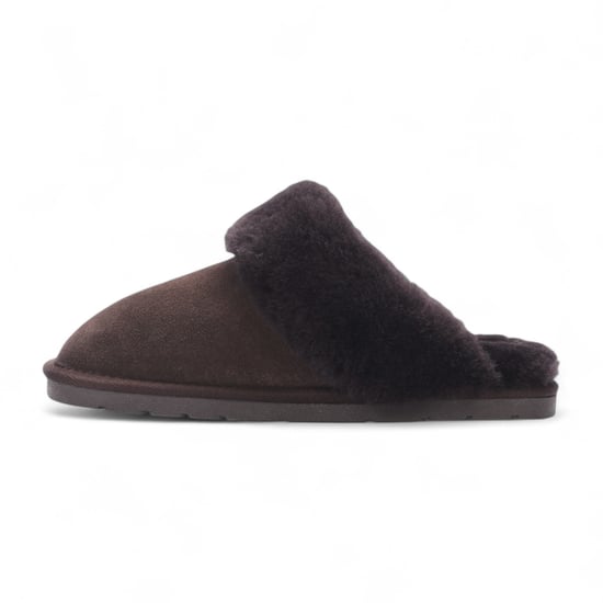 Damen-Winterpantoffeln aus echtem Schaffell, braunes Wildleder – Luna - Image 4