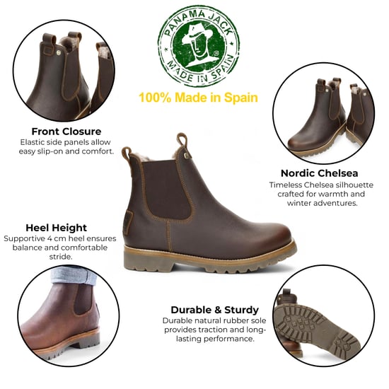 Panama Jack Herren Beny Igloo C2 Chelsea-Stiefel aus wasserdichtem Leder in Kastanienbraun - Image 2