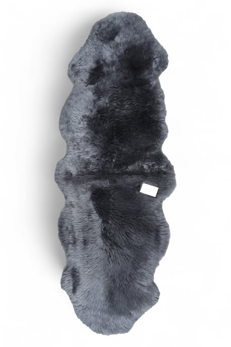 Echter Schaffell-Teppich, Anthrazitgrau, doppelt, natürlich, seidig, flauschig, weich, echte Wolle - Image 2