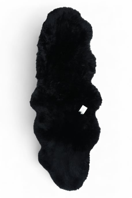 Echter Schaffell-Teppich, schwarz, doppelt, natürlich, seidig, flauschig, weich, echte Wolle - Image 2